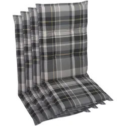 Xxxl Sesselauflagenset , Grau , Textil , 4-teilig , Karo , Füllung: Schaumstoff, Vlies , 50x6x120 cm , Oeko-Tex® Standard 100 , pflegeleicht, hochwertige Qualität, langlebig, für den Außenbereich geeignet, mittels Bändern zu befestigen, mittels Gurtband zu befestigen , Gartenmöbel, Gartenpolster & Auflagen, Sesselauflagen
