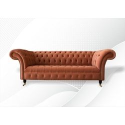 JVmoebel Chesterfield-Sofa, Chesterfield 3 Sitzer Sofa Design Sofa Couch 225 cm braun