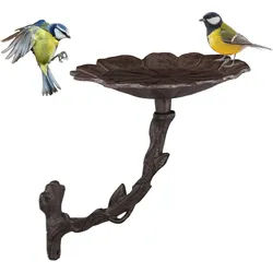 Relaxdays Vogeltränke , Braun , Metall , 17x20x21 cm , Dekoration, Gartendeko
