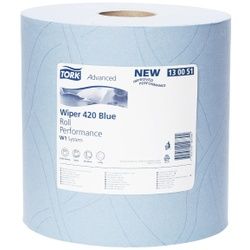 Tork Advanced Wischtuch 420, Großrolle, blau, W1, 2-lagig, 1 Rolle = 1.500 Blatt = 510 Meter, 23,5 x 34 cm