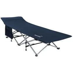 Skandika Campingliege Viia, klappbare Feldbett, bequemes Klappbett, Campingbett bis 200 kg stabile Konstruktion, große Liegefläche, faltbar, 208 x 75 cm, Outdoor blau