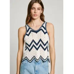 Pepe Jeans für Damen. PL702284 Oberteil Ollie White (XL), Weiß, Lässig, Baumwolle, Ärmellos / Hosenträger, Nachhaltig