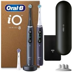 Oral-B Elektrische Zahnbürste iO Series 8 Plus Edition Elektrische Zahnbürste/Electric Toothbrush, Aufsteckbürsten: 3 St., Zahnbürsten, Schallzahnbürste elektrisch,Ladeetui, Elektrische Zahnbürste, Aufsteckbürste, Drucksensor,Zahn Reinigung schwarz