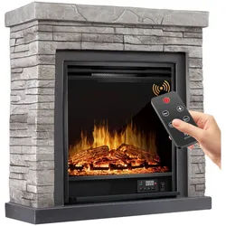 KESSER® Elektrokamin Standkamin - Kamin elektrisch mit LED 3D-Flammeneffekt, Mit Heizung Heizfunktion, Elektro Kamin mit 1800W Leistung, Wochentimer, Thermostat, Fernbedienung, dimmbar