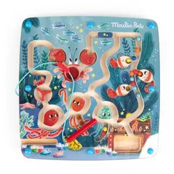 Moulin Roty Spiel Magnetisches Labyrinth für Kinder ab 18 Monaten, Kugelspiel & Geschick