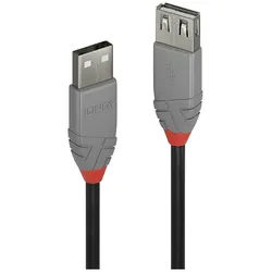 LINDY USB-Kabel USB 2.0 USB-A Stecker, USB-A Buchse 3.00 m Schwarz, Grau 36704