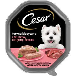 CESAR Schale 150g – Alleinfuttermittel für ausgewachsene Hunde, Terrine mit zartem Kalbfleisch und Geflügel