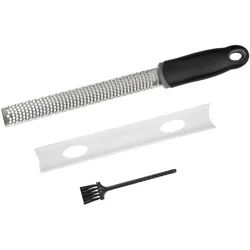 Intirilife Handreibe aus Edelstahl in Schwarz - 32.5 x 2.5 cm - Käsereibe Zesteur Zestenreißer Zitrusreibe Hobel zum Kochen Verfeinern und Dekorieren