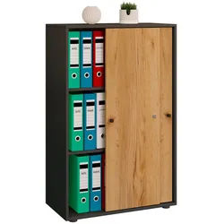 Mid.you Aktenschrank , Anthrazit, Honigeiche , Holzwerkstoff , 2 Fächer , 70x110x39 cm , abschließbar , Büromöbel, Büroschränke, Aktenschränke