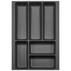 SO-TECH® Besteckeinsatz Orga-Box 2 silbergrau Canvas Leinwand Struktur für Nobilia, Besteckeinsatz 309 mm Breite, Anthrazit grau 30.9 cm x 5.05 cm x 46.1 cm