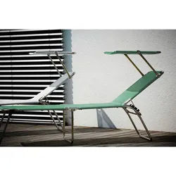 Fiam Dreibeinliege , Grün, Alufarben , Metall, Textil , 58x42x190 cm , wetterfest, UV-beständig, klappbar , Gartenmöbel, Gartenliegen, Sonnenliegen