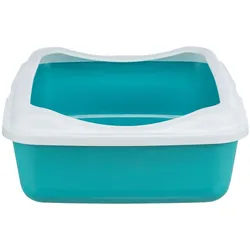 TRIXIE Katzentoilette Classic, mit Rand, 37 x 15 x 47 cm, petrol / weiß