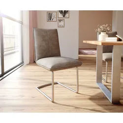 Freischwinger Lelio-Flex Mikrofaser Taupe Vintage Freischwinger rund Edelstahl Taschenfederkern