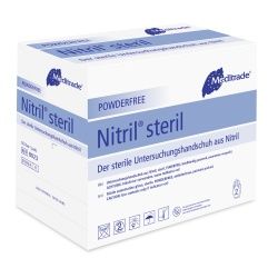 Meditrade Nitril® steril Untersuchungshandschuhe, Puder-, protein- und latexfrei, akzeleratorarm, 1 Packung = 50 Paar, Größe S