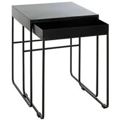 Xxxl Beistelltischset , Schwarz , Metall , 2-teilig , rechteckig , Rundrohr , 39-42x51-54x39-42 cm , Stauraum, offenes Fach , Wohnzimmer, Wohnzimmertische, Beistelltische