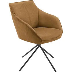 Koinor Armlehnstuhl , Schwarz, Currygelb , Metall, Textil , Rundrohr , 60x84x67 cm , Goldenes M, Dgm , Lederauswahl, Stoffauswahl, Typenauswahl, Gestellauswahl, automatische Rückholfunktion, Sitzfläche 320° drehbar , Esszimmer, Esszimmerserien