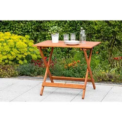 Gardenson Gartenklapptisch , Naturfarben , Holz , Eukalyptusholz , massiv , rechteckig , eckig, X-Form , 90x72x60 cm , FSC Mix , klappbar, platzsparend , Holzmöbel, Holztische, Klapptische Holz