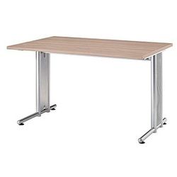 HAMMERBACHER Prokura Schreibtisch nussbaum rechteckig, C-Fuß-Gestell silber 120,0 x 80,0 cm