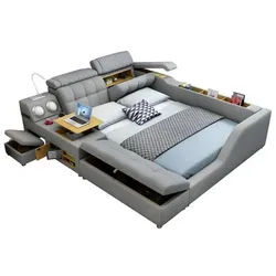 Xlmoebel Multimediabett Multifunktions-Schlafsofa in Grau mit praktischer All-in-One-Lösung (Bett), Hergestellt in Europa grau 200 cm x 78 cm