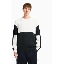 Armani Exchange für Herren. XM000174AF11960M0041 Pullover Colourblock weiß, schwarz (M), Lässig, Baumwolle
