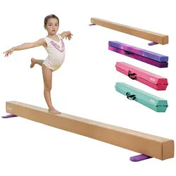 VEVOR Schwebebalken Gymnastik Kinder klappbar 2,4 m, 158,7 kg belastbarer Gymnastikbalken mit rutschfesten Unterseiten, Balance Balken Balancierbalken mit Tragetasche & Holzkern für Fitnessstudio