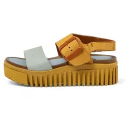 Art für Damen. 1157811YB003_0MU Ledersandalen 1578 Brighton gelb, blau (40), 3 bis 5 cm, Schnalle, Lässig