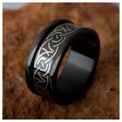 Order & Smile Schmuck Fingerring Stahl Ring: Edelstahlring schwarz mit Tribal 54