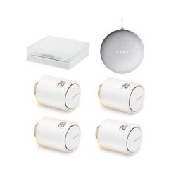 Netatmo Heizkörperthermostat Starter Set mit 4 Thermostaten + Google Nest Mini