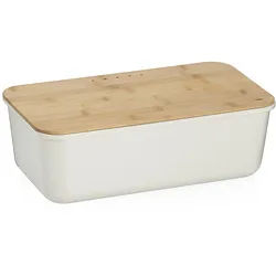 KELA Brotkasten Brottopf APART weiß 37,8 x 21,2 cm Deckel aus Bambusholz