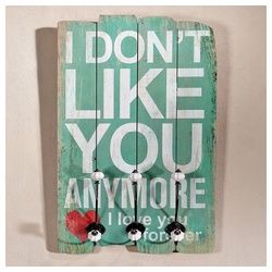 Feel2Home Garderobenpaneel Wandgarderobe 40x60CM I Don't Like You 3 Kleiderhaken Flurpaneel Holz, Paulownienholz bunt