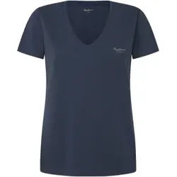 Pepe Jeans für Damen. PL505948 T-shirt Fiore navy (XL), Lässig, Kurzarm, Bio-Baumwolle, Nachhaltig, Marine