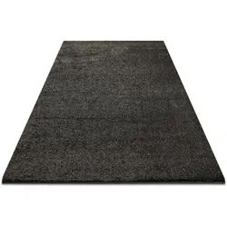 Teppich WECON HOME "Wogh", anthrazit, B:80cm H:25mm L:300cm, Polyester, Teppiche, Teppich, Kurzflor, maschinell gewebt, robust, Wohn- & Schlafzimmer, einfarbig