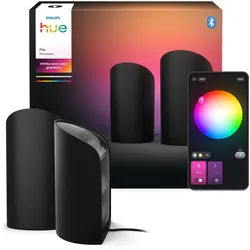Philips Hue Smarte LED-Leuchte Play Gradient Wallwasher Doppelpack weiss, Abschaltautomatik, Bluetooth, CCT - über Fernbedienung, Dimmfunktion, Farbsteuerung, Farbwechsel, Leuchtdauer einstellbar, Memoryfunktion, Nachtlichtfunktion, RGB, Smart Home, Timerfunktion, dimmbar über Fernbedienung, erweiterbar, mehrere Helligkeitsstufen, LED wechselbar, RGB, inkl. Netzteil schwarz