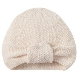 Nordic Coast Company Strickmütze Baby Turban für Neugeborene - 100% Baumwolle - Natur Weiß beige 0 - 3 Monate