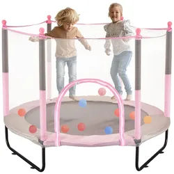VEVOR Mini-Trampolin Kinder Indoor-Trainings-Rebounder mit Netz 1545mm Rosa