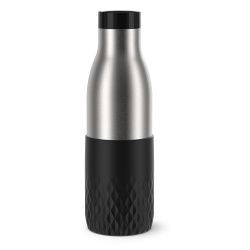 EMSA Bludrop Sleeve Trinkflasche, 0,5 Liter, Hochwertige Wasserflasche aus Edelstahl mit idealer Temperaturhaltung, 1 Trinkflasche, Farbe: Schwarz