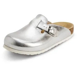 vitaform Unisex Clogs Vollrindleder Hausschuh silberfarben 37 EU