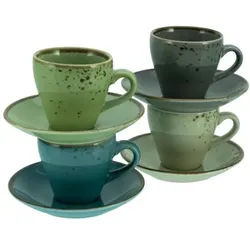 CreaTable Nature Collection bunt Tassen Set 8-tlg Steinzeug