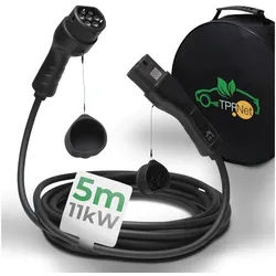 TPFNet Typ 2 E-Auto 11kW Ladekabel 16A Autoladekabel, Typ 2-Stecker, Typ 2 (500 cm), Elektroauto Ladekabel Typ 2, IP65 geschützt, 3-Phasig, 5m