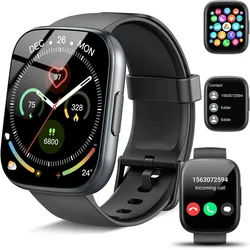 Poounur ‎T80 Smartwatch (4,9 cm, Andriod ios), Herren Smartwatch schwarz