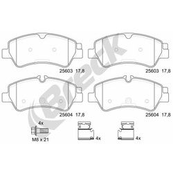 BRECK Bremsbeläge Hinten Rechts Links für Ford Transit V363 Tourneo Custom V362