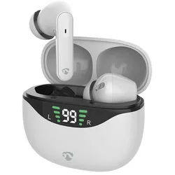 Kabellose Bluetooth 5.3 Kopfhörer mit Active Noise Cancelling (ANC), kristallklarem Sound, Ladebox mit Display, weiss, hoher Tragekomfort