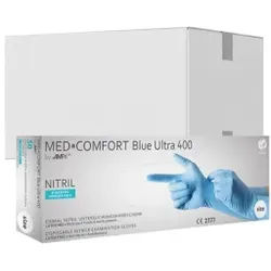 MED-COMFORT Blue Ultra 400 Nitrilhandschuhe, puderfrei, blau, Unsterile Einmalhandschuhe mit guter Griffigkeit, 1 Karton = 20 Packungen à 50 Stück, Größe XL