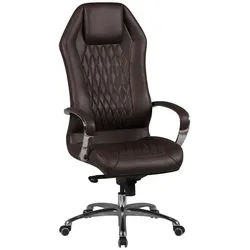 Mid.you Chefsessel , Braun , Leder , Echtleder, Kombination Echtleder/Lederlook , Rindleder , Sternfuß , 67x136x67 cm , Wippfunktion, Wippmechanik mit Härtegradeinstellung, Sitzfläche 360° drehbar, inklusive Armlehnen , Büromöbel, Bürostühle, Chefsessel