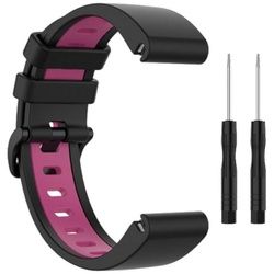 Wigento Smartwatch-Armband Für Garmin Fenix 6 / 6 Pro Kunststoff / Silikon Armband-Schutz Watch Uhr Schwarz / Rosa Ersatz Arm Band rosa|schwarz