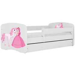 Raumhirsch Furniture Kinderbett Prinzessin Pferd mit Schublade und Matratze 140/70 , Weiß , Holzwerkstoff , Rechteckig , 70x140 cm , FSC 100% , Babymöbel & Kindermöbel, Kinderzimmer & Jugendzimmer, Kinderbetten