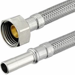 Flexibler Verbindungsschlauch - 1 x Überwurfmutter 1/2'' mit Dichtung und 1 x Rohrstutzen 10 mm - Länge 500 mm