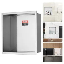 VEVOR Wandnische 10x33,02x33,02cm Duschnische Edelstahl Nische Einlagig 100 % Wasserdicht Nischeneinbau 0-40°C Betriebstemperatur 92°-Inneneckdesign Geeignet für Badezimmer Schlafzimmer Arbeitszimmer