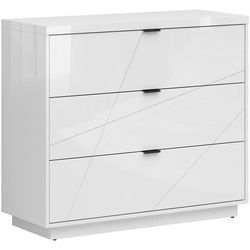 Xxxl Kommode , Weiß, Weiß Hochglanz , Holzwerkstoff , 3 Schubladen , 106x93x42.5 cm , Kleinmöbel, Kommoden, Kommoden