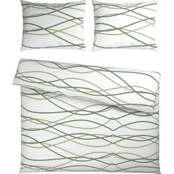Bettwäsche Welle XXL Weiß/Hellgrün ca. 200x220cm